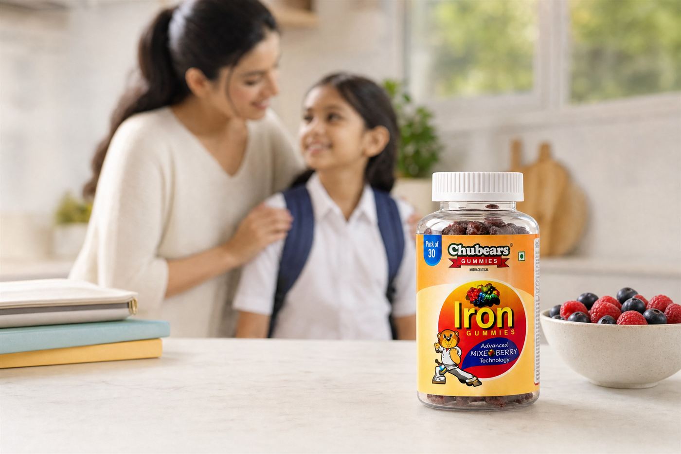 Chubears Iron bottle on a kitchen table